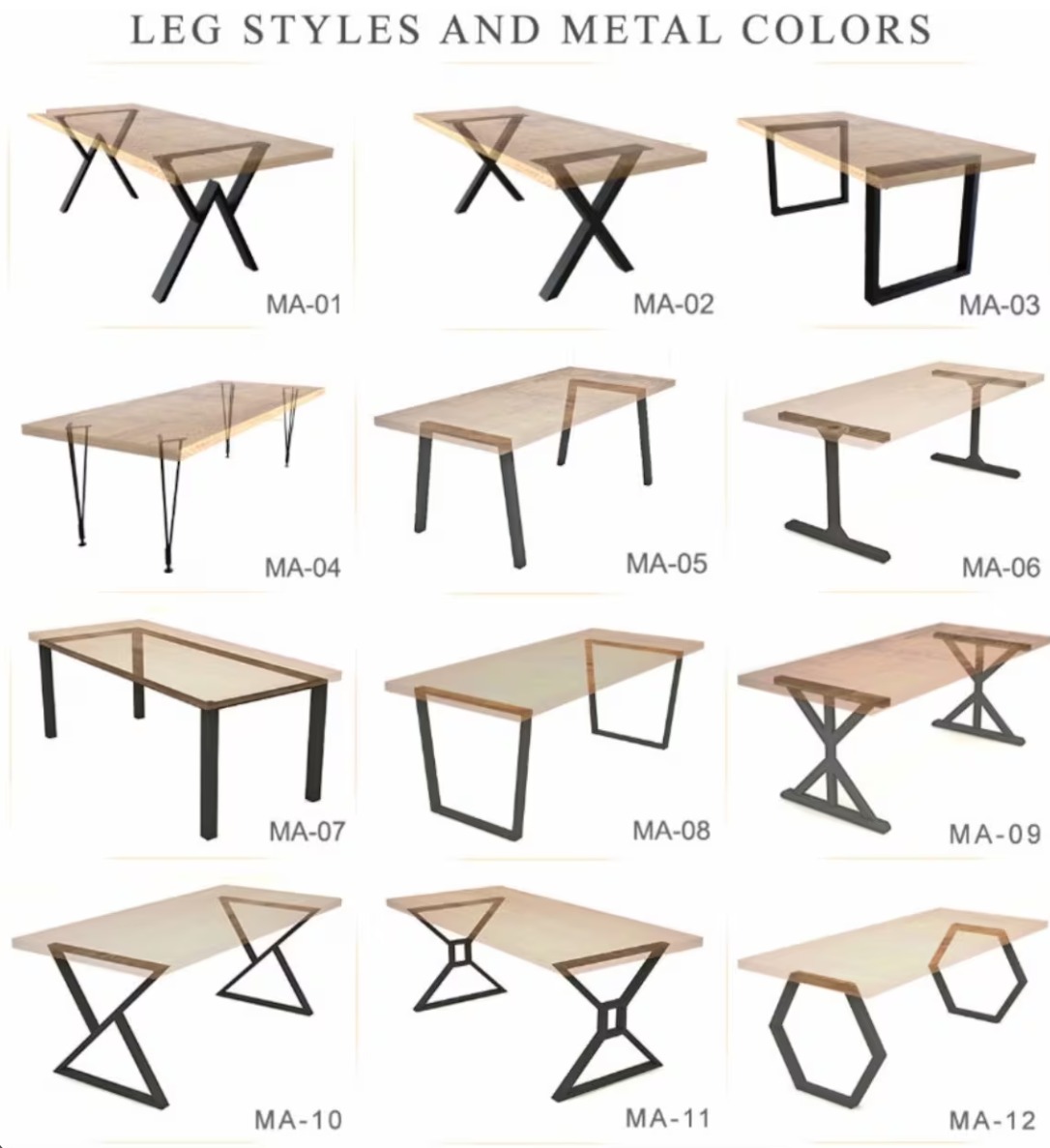 Übersicht aller Tischgestelle - X-Gestell, U-Gestell, Spider, A-Gestell
